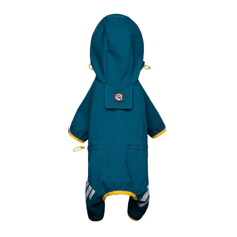 Blue reflective dog raincoat