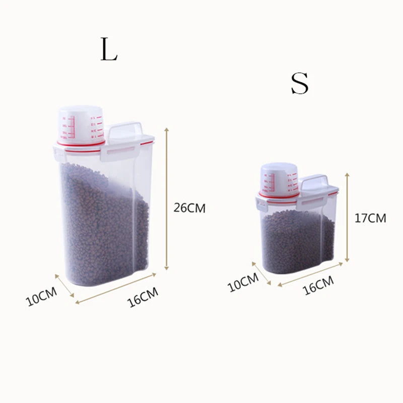 Pet food storage container lid and measuring cup
