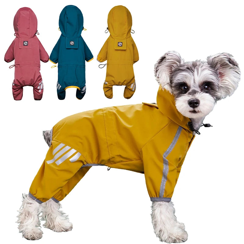 Reflective dog raincoat detail