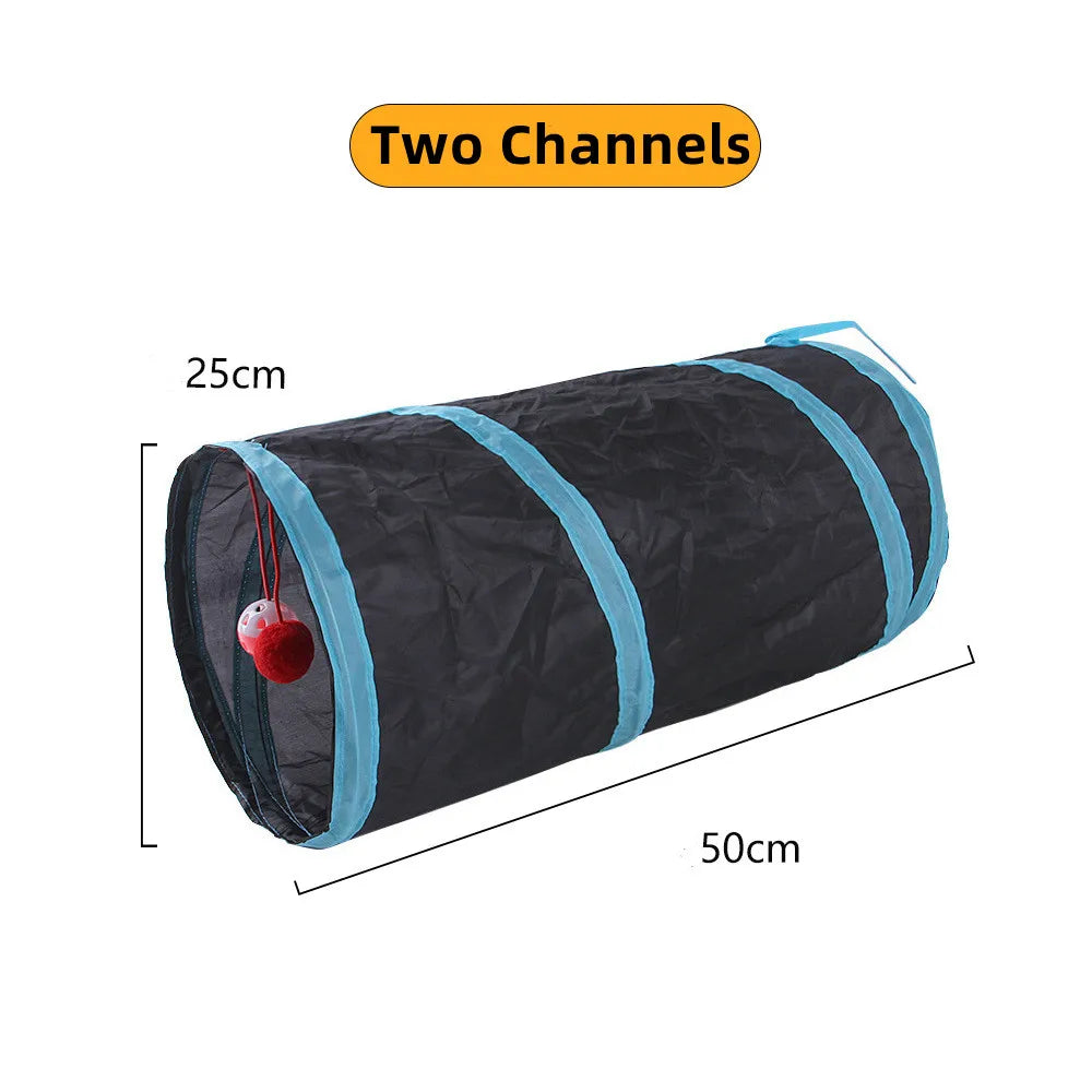Foldable cat play tunnel